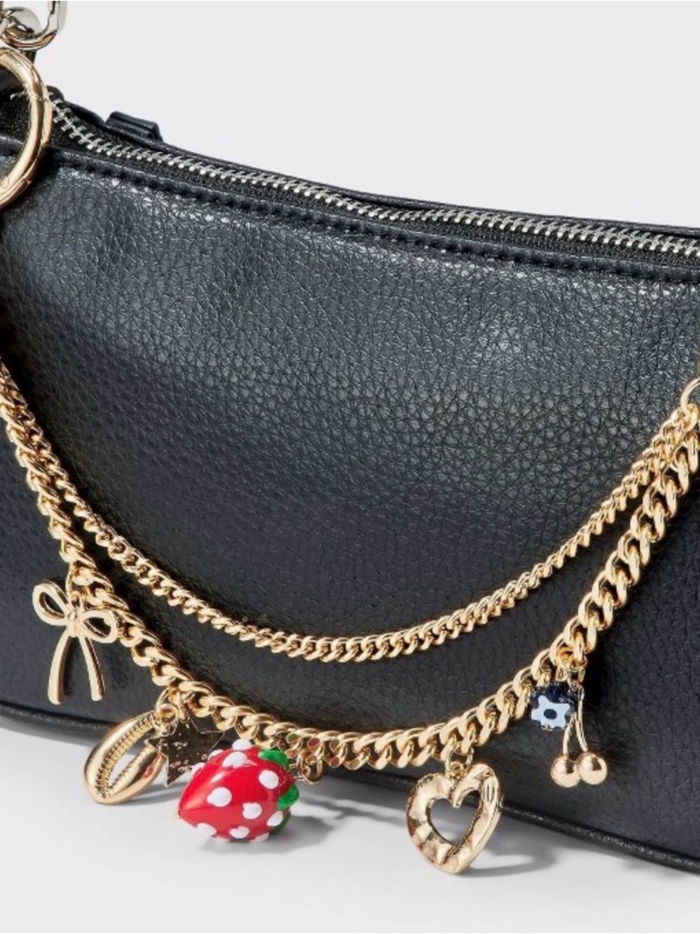 Gold Charm bag Accessory with Red Strawberry 🍓 & Charm NWOT - Picture 2 of 3